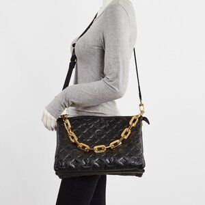 Louis Vuitton Black Monogram Embossed Leather Coussin MM Bag